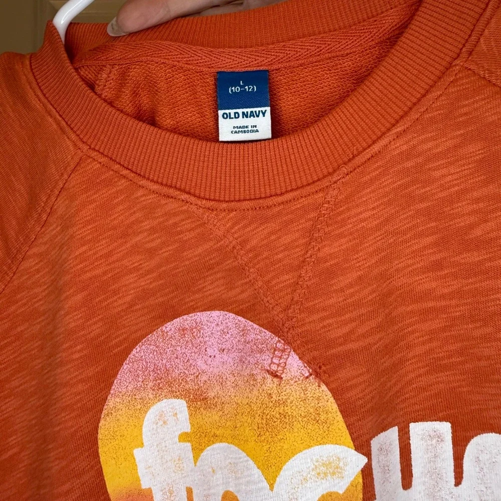 Kids Old Navy Orange Focus On The Good Graphic Sweatshirt Top‎ Size L 10/12